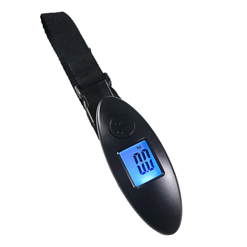Travel luggage scale with backlit LCD display