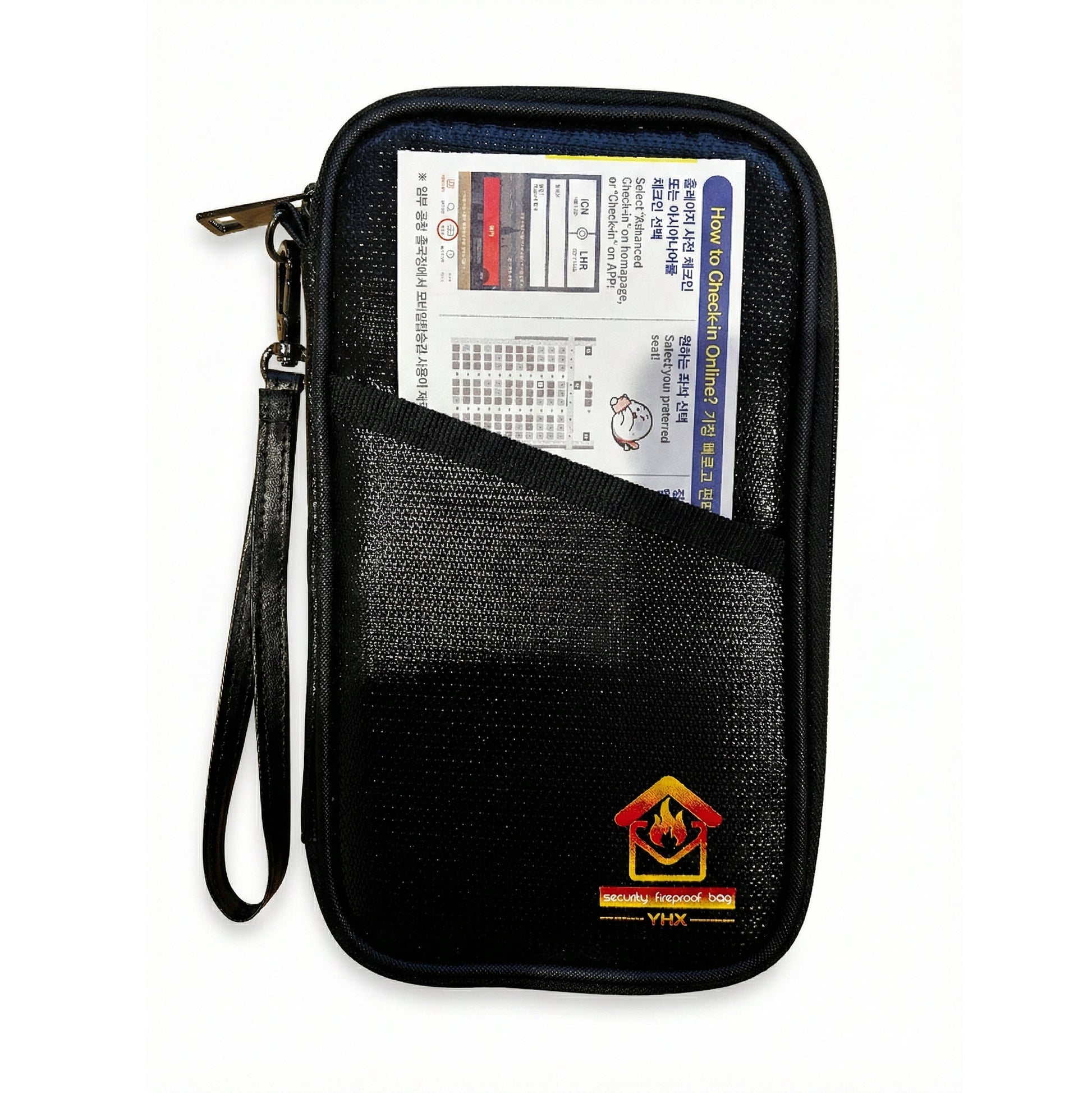 Fireproof passport wallet with RFID protection for travel documents