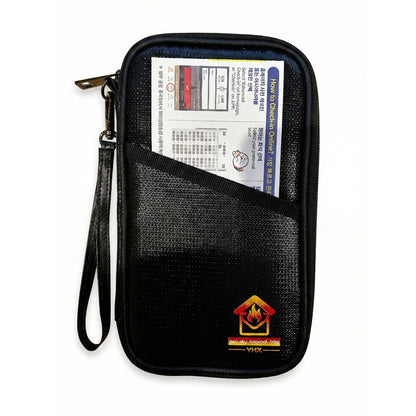 Fireproof passport wallet with RFID protection for travel documents