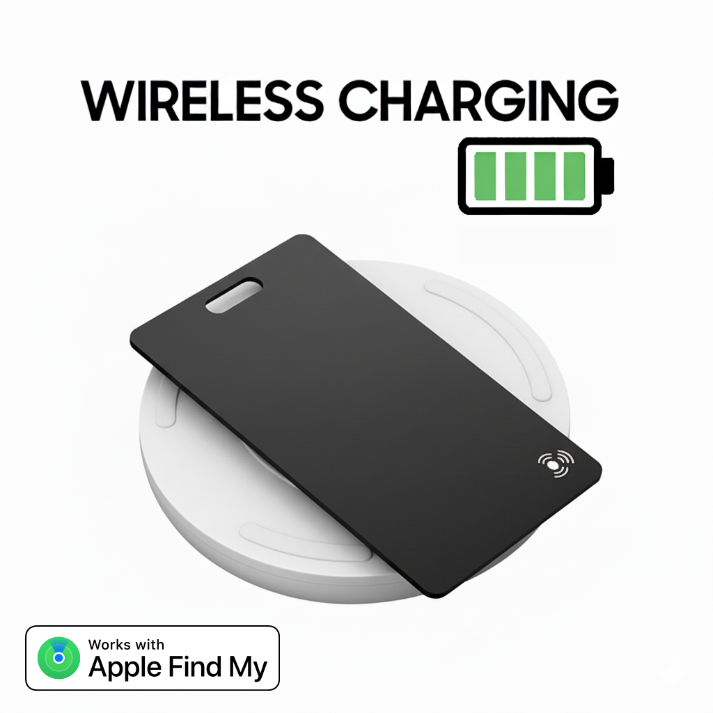 Apple smart tracker with wireless charging capability