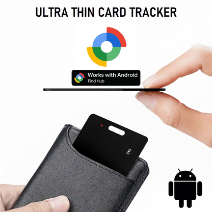 Slim Android smart tracker card for wallets and bags